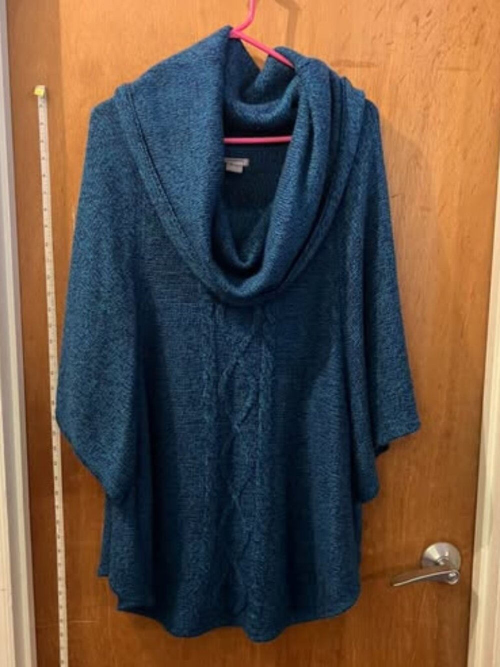Size 3X - New Directions - Blue Wing Sleeve Cowl Neck Sweater